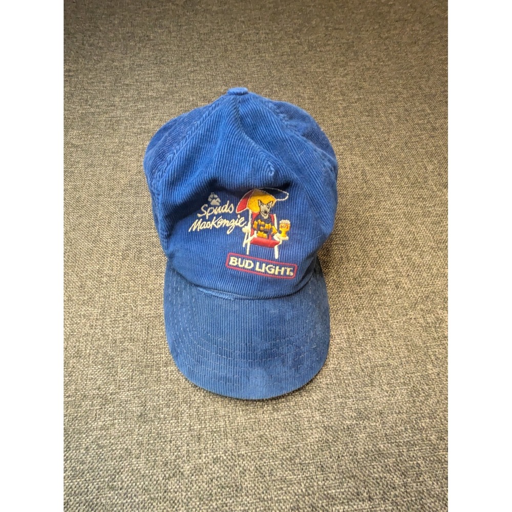 Vintage Spuds Mackenzie Corduroy Bud Light Snapback Adjustable Blue Hat Cap